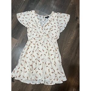 Trixxi Floral Mini Dress Flutter Sleeve V Neck Casual Party Dress M